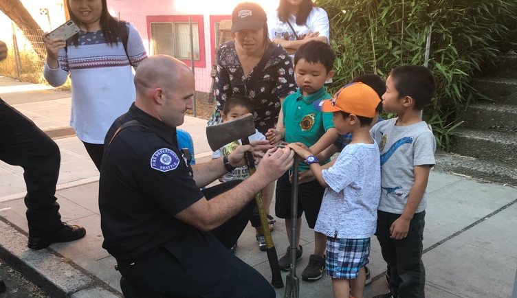 firefighter with kids